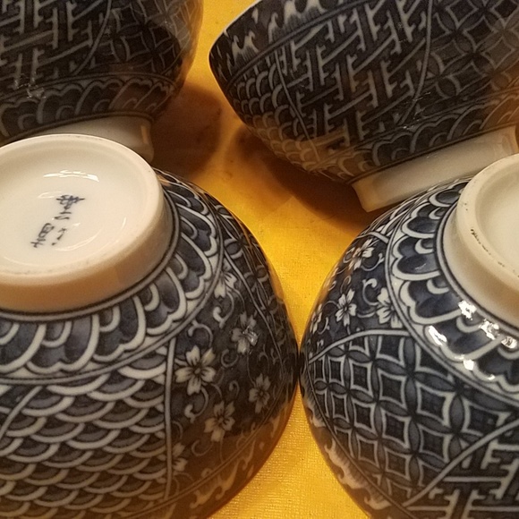 4 blue white bowls grandmillennial somen noodles - Picture 2 of 6